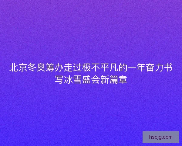 北京冬奥筹办走过极不平凡的一年奋力书写冰雪盛会新篇章